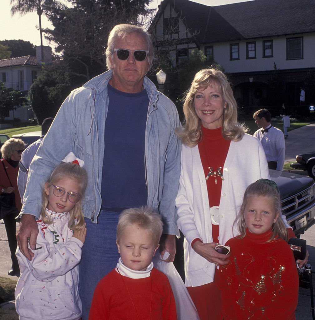 Ron Ely with wife Valerie and their three children attending the Second Annual Toys for Tots Benefit on December 19, 1992.