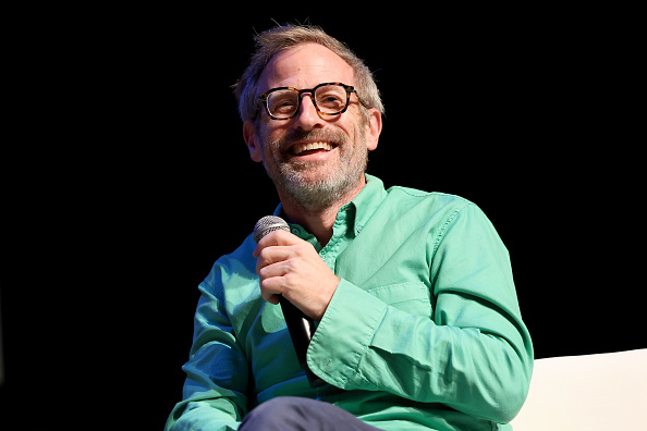 Spike Jonze wearing a green jacket at a Q&A