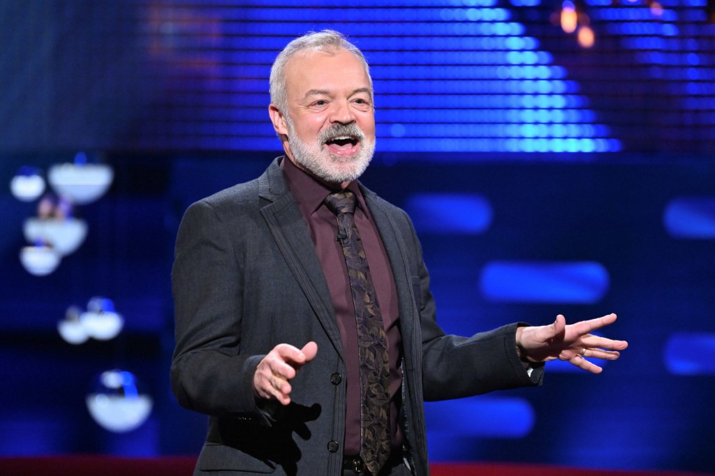 Graham Norton speaks to the audience during the filming for the Graham Norton Show