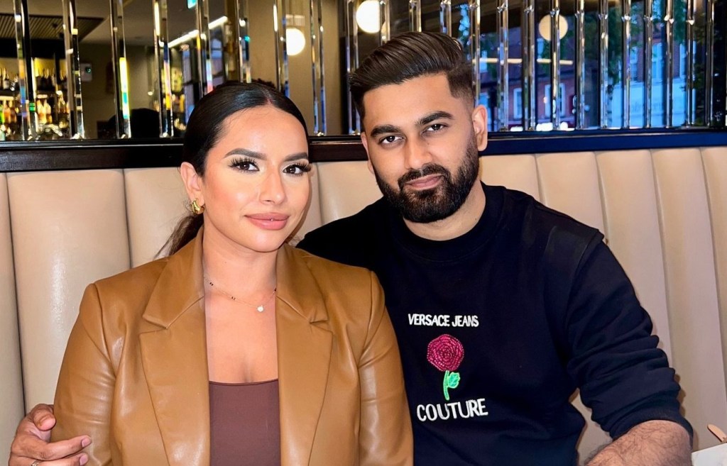 The Apprentice couple Harpreet Kaur and Akshay Thakrar with their arms around each other on a dinner date