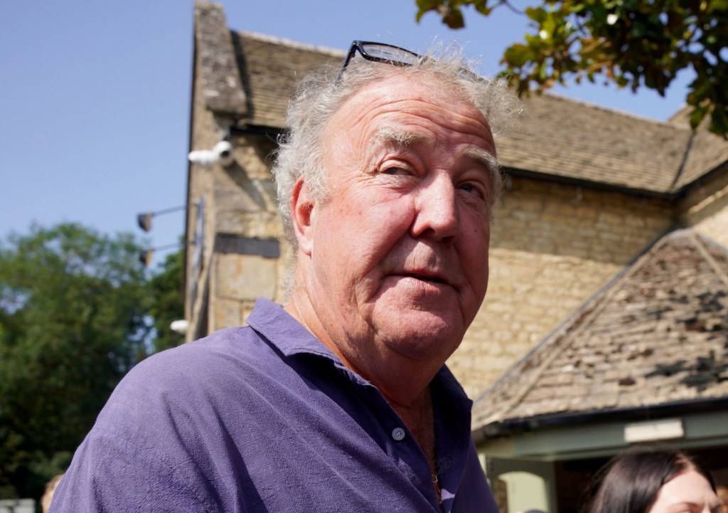 Jeremy Clarkson at the opening of his new pub, The Farmer's Dog, in Asthall, near Burford in Oxfordshire.