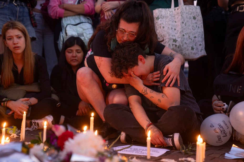 Fans of former One Direction singer Liam Payne gather at the Obelisk to honor him one day after he was found dead at an hotel in Buenos Aires, Argentina, 